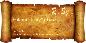 Rubner Szíriusz névjegykártya
